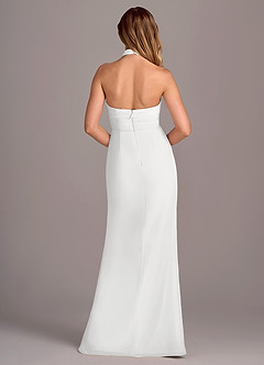 Azazie Jemma Bridesmaid Dresses White Sheath Pleated Chiffon Dress image2