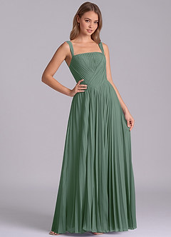 Azazie Mina Jurken voor bruidsmeisjes Jurk van Chiffon met A-Lijn Geplooid Eucalyptus image6