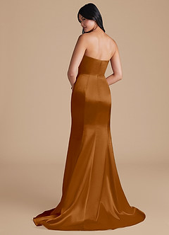 Azazie Aura Robes de demoiselle d'honneur Robe Sirène Convertible en Satiné métallisé Cuivre image3