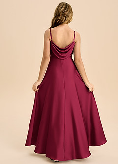 Azazie Bug Junior Linia A Pofałdowany Satyna elastyczna Długość podłogi Młodsza druhna Sukienka image2