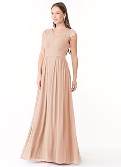 Azazie Organa Abiti da Damigella Abito A-Line in Chiffon Plissettato Rosa Inglese image3