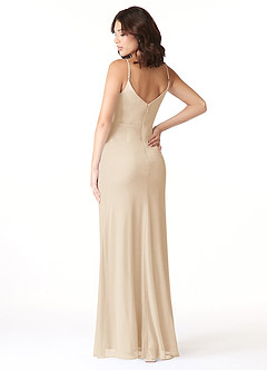 Azazie Deandra Bridesmaid Dresses Champagne Mermaid Pleated Mesh Dress image4