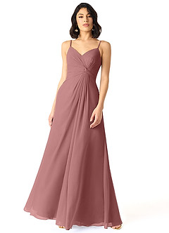 Azazie Aubrielle Bridesmaid Dresses Desert Rose A-Line Pleated Chiffon Dress image1