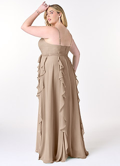 Azazie Peyton Bridesmaid Dresses Taupe A-Line Ruched Chiffon Dress image10