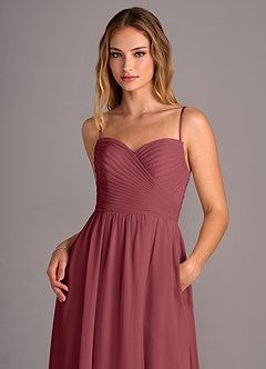 Azazie Joni Bridesmaid Dresses Merlot A-Line Strapless Chiffon Convertible Dress image2