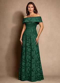 Azazie New Britain Mère de la mariée Robes Robe Trapèze en Blumen-Burnout Plissée Vert Foncé image4