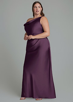 Azazie Emerson Brudtärnklänningar Klänning av Sjöjungfru i Stretch Satin Off the shoulder Plommon image10
