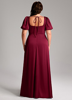 Azazie Fyona Brudtärnklänningar Klänning av A-Linje i Stretch Satin Plisserad Bourgogne image9