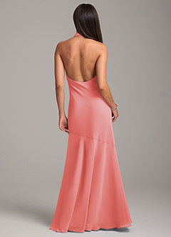 Azazie Lorena Bridesmaid Dresses Coral Mermaid Pleated Chiffon Dress image7