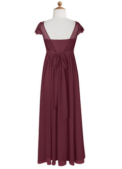 Azazie Silvermist Junior Cabernet A-Line Pleated Chiffon Dress image9