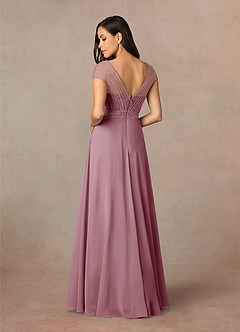 Azazie Star Mother of the Bride Dresses Vintage Mauve A-Line V-Neck sequins Chiffon Dress image4