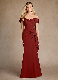 Azazie Laredo Mother of the Bride Dresses Terracotta Mermaid Off the Shoulder Stretch Crepe Dress image1
