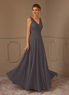 Azazie Joules Mother of the Bride Dresses Steel Grey A-Line Sequins Chiffon Dress image4