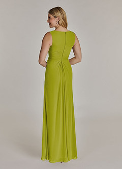 Azazie Manuella Mère de la mariée Robes Robe Trapèze en Mousseline de soie Col V plissé Citronnelle image6