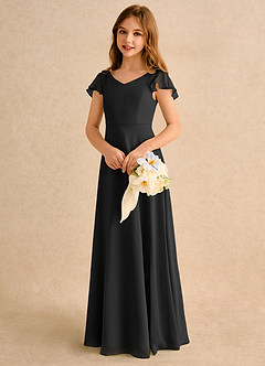 Azazie Nari Girls Formal Flower Girl Klänningar Klä A-Line i Chiffong med ärmar image3