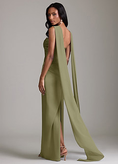 Azazie Sonora Brautjungfernkleider Etui Schulterfrei Stretch-Satin Kleid Pistazie image2