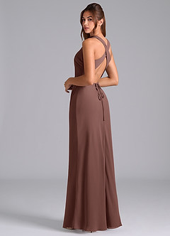 Azazie Evadne Bridesmaid Dresses Espresso A-Line Pleated Chiffon Dress image2