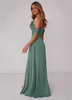 Barbie ♥ Azazie Bridesmaid Dresses Rosette Cowl Stretch Satin A-Line Dress image2