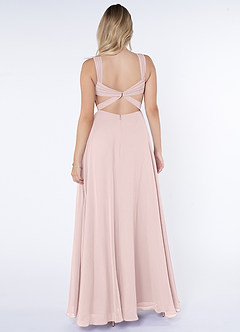 Azazie Nahrin Bridesmaid Dresses Blushing Pink A-Line V-Neck Pleated Chiffon Dress image2