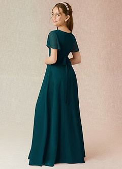 Azazie Induh Junior Pine A-Line Ruched Chiffon Dress image2