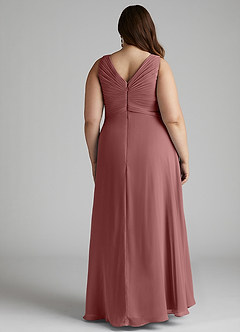 Azazie Flora Robes de demoiselle d'honneur Robe Trapèze en Mousseline de soie Plissée Rose Du Désert image13