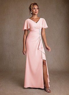 Azazie Suffolk Mother of the Bride Dresses Blushing Pink A-Line Pleated Chiffon Dress image1