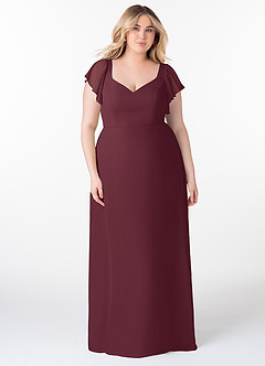 Azazie Syenna Bridesmaid Dresses Cabernet A-Line Ruched Chiffon Dress image6