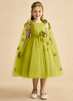 Azazie Staria Flower Girl Dresses Lemongrass Ball-Gown Ruched Tulle Dress image6