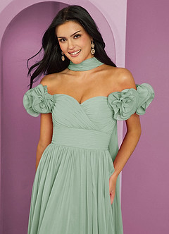 Barbie ♥ Azazie Vestidos de damas de honor Vestido de Agave de Gasa de Corte en A Convertible con Vestidos sin tirantes image5