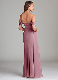 Azazie Amyra Bridesmaid Dresses Vintage Mauve Sheath Off the Shoulder Chiffon Convertible Dress image4