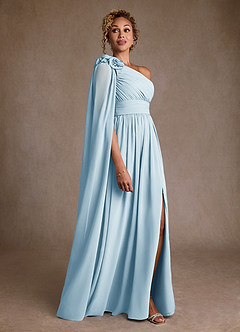 Azazie Lancaster Moeder van de bruid jurken A-Lijn Jurk van Chiffon One-Shoulder Hemelsblauw image3