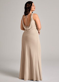 Azazie Rylina Vestidos de damas de honor Vestido de Gris Pardo de Gasa de Corte Sirena con Plisado image2