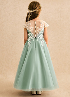 Azazie Dandelion Flower Girl Dresses Agave Ball-Gown Lace Dress image5