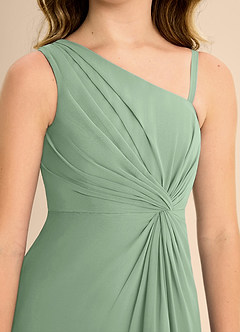 Azazie Brooke Junior Jurk van Chiffon met A-Lijn Zijsplit Matcha image7