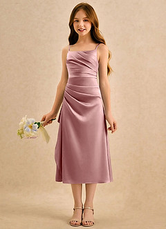 Azazie Canna Flower Girl Klänningar Klä A-Line i Stretch Satin Plisserad image5