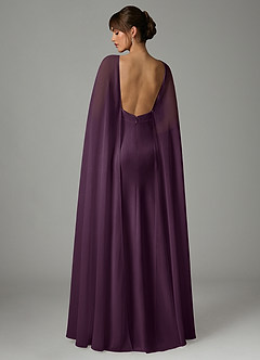 Azazie Stefania Robes de demoiselle d'honneur Robe Trapèze en Satin extensible Prune image4