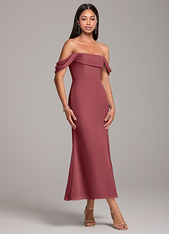 Azazie Saige Vestidos de damas de honor Vestido de Merlot de Gasa de Corte Recto Convertible con Vestidos sin tirantes image4