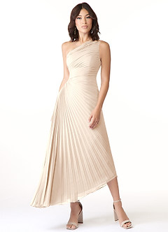 Azazie Kirra Bridesmaid Dresses White Alabaster A-Line One Shoulder Chiffon Dress image1
