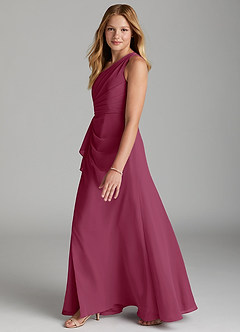 Azazie Maive Junior Mulberry A-Line Pleated Chiffon Dress image5