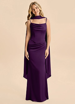 Azazie Sorrel Junior Robe Sirène en Satin extensible Drapé Grain De Raisin image3