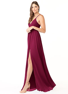 Azazie Aaida Bridesmaid Dresses Burgundy A-Line Corset Chiffon Dress image4