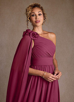 Azazie Lancaster vestidos de madre de la novia Vestido de Mora de Gasa de Corte en A con Hombro unilateral image4