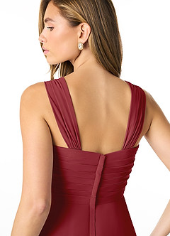 Azazie Kaitlynn Bridesmaid Dresses Pomegranate Empire Ruched Chiffon Convertible Dress image7