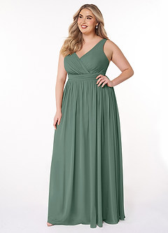 Azazie Kora Bridesmaid Dresses Sea Moss A-Line Pleated Chiffon Dress image9