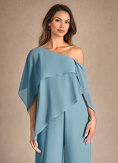 Azazie Halima vestidos de madre de la novia Vestido de Azul Malhumorado de Gasa de Mono/Traje de pantalón con Corte Lateral image8