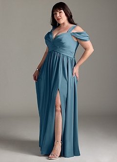 Azazie Lianne Jurken voor bruidsmeisjes Jurk van Stretch Satijn met A-Lijn Off the Shoulder Bermuda image13