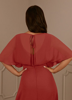 Azazie Oksana Mother of the Bride Dresses Terracotta A-Line V-Neck Pleated Chiffon Dress image5