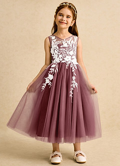 Azazie Sundae Flower Girl Dresses Desert Rose Ball-Gown Lace Dress image6