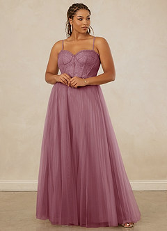 Christian Siriano Bridal for Azazie 1015 Final Sale Vintage Mauve A-Line Lace Tulle Dress image11