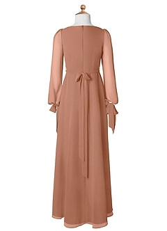 Azazie Leonia Junior A라인 포켓이 있는 쉬폰 플로어 길이 주니어 신부 들러리 드레스 image7